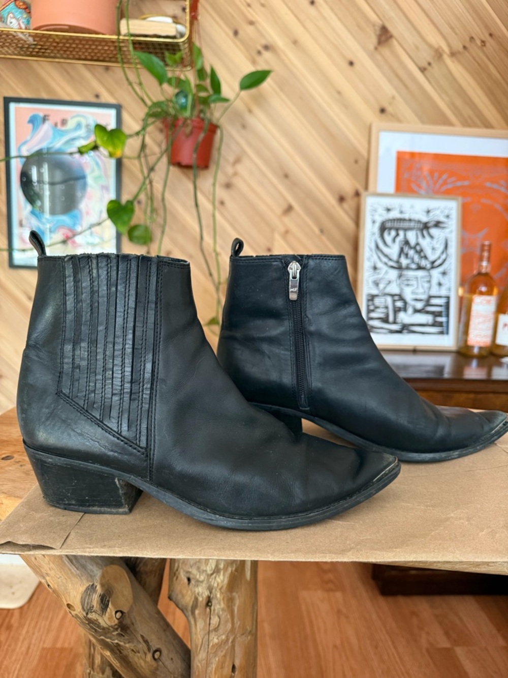 Marc Fisher Yommi Black Leather Ankle Booties